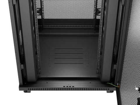 Szafa instalacyjna rack stojąca 19 cali 47U 800x800 drzwi perforowane LCD czarna (Flat pack)