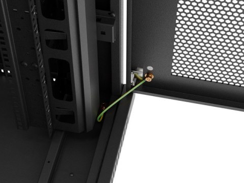 Szafa instalacyjna rack stojąca 19 cali 47U 800x800 drzwi perforowane LCD czarna (Flat pack)