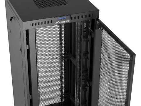 Szafa instalacyjna rack stojąca 19 cali 47U 800x800 drzwi perforowane LCD czarna (Flat pack)