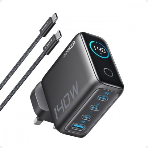 Ładowarka sieciowa 140W PD3.1 kabel USB-C LED Grafitowa Ładowarka sieciowa 140W PD3.1 kabel USB-C LED Grafitowa