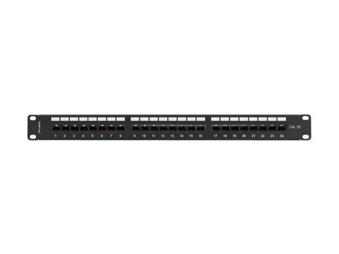 Patch panel 24 porty 1U 19 cali kat.5E UTP z organizerem kablowym, czarny