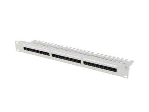 Patch panel 24 porty 1U 19 cali kat.5E UTP z organizerem kablowym, szary