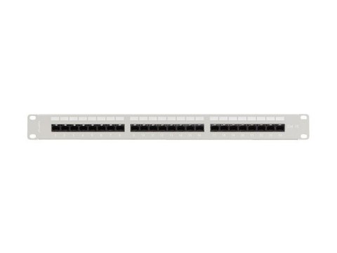 Patch panel 24 porty 1U 19 cali kat.5E UTP z organizerem kablowym, szary