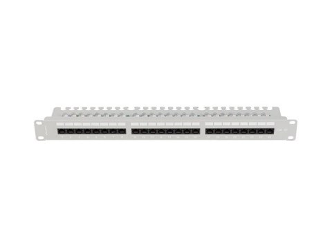 Patch panel 24 porty 1U 19 cali kat.5E UTP z organizerem kablowym, szary