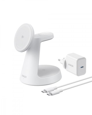 Stacja 3w1 stojak zestaw kabel+ładowarka biała