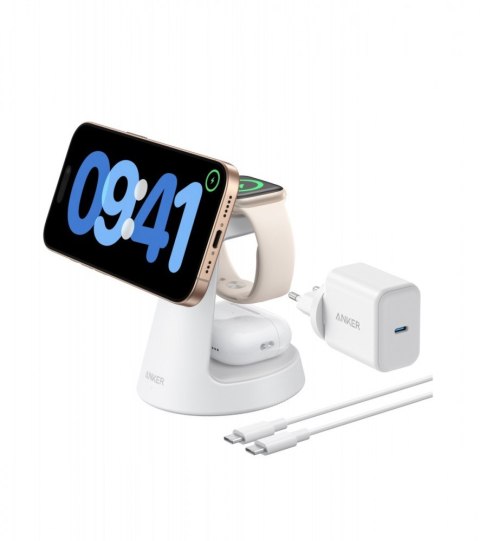 Stacja 3w1 stojak zestaw kabel+ładowarka biała Stacja 3w1 stojak zestaw kabel+ładowarka biała