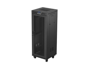 Szafa instalacyjna rack stojąca 19 cali 32U 600x600 drzwi perforowane LCD czarna (Flat pack)