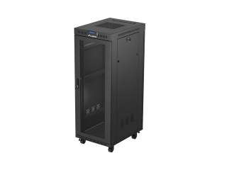 Szafa instalacyjna rack stojąca 19 cali 32U 600x800 drzwi perforowane LCD czarna (Flat pack)