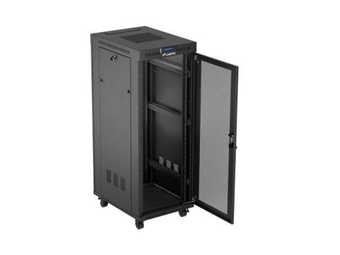 Szafa instalacyjna rack stojąca 19 cali 32U 600x800 drzwi perforowane LCD czarna (Flat pack) Szafa instalacyjna rack stojąca 19 cali 32U 600x800 drzwi perforowane LCD czarna (Flat pack)