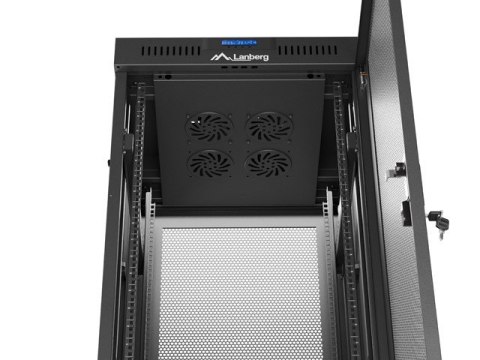 Szafa instalacyjna rack stojąca 19 cali 37U 600x600 drzwi perforowane LCD czarna (Flat pack)