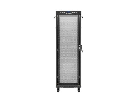 Szafa instalacyjna rack stojąca 19 cali 37U 600x600 drzwi perforowane LCD czarna (Flat pack)