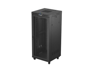 Szafa instalacyjna rack stojąca 19 cali 37U 800x800 drzwi perforowane LCD czarna (Flat pack)