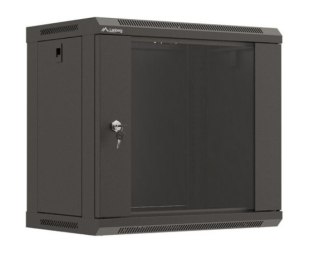 Szafa instalacyjna rack wisząca 19" 540x350 czarna drzwi przeszklone ( flat pack)