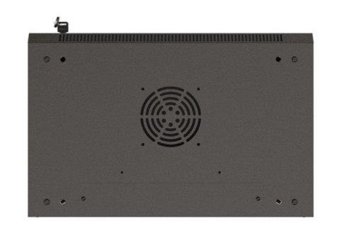 Szafa instalacyjna rack wisząca 19" 540x350 czarna drzwi przeszklone ( flat pack)