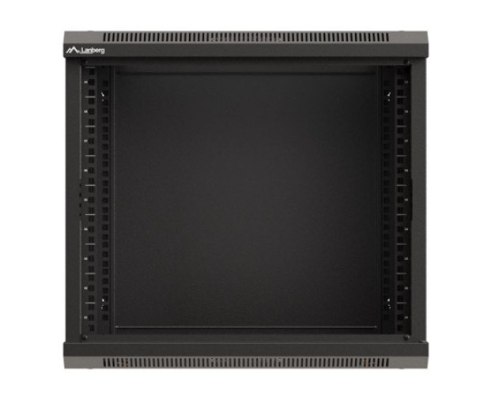 Szafa instalacyjna rack wisząca 19" 540x350 czarna drzwi przeszklone ( flat pack)