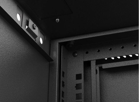 Szafa instalacyjna rack wisząca 19" 540x350 czarna drzwi przeszklone ( flat pack)
