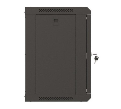 Szafa instalacyjna rack wisząca 19" 540x350 czarna drzwi przeszklone ( flat pack)