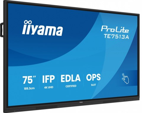 Monitor 75 cali TE7513A-B1AG INFRARED, 40pkt, IPS, 4K, 7H, 450cd/m2, WiFi, USB, ANDROID 14, Google EDLA, 2x20W, uchwyt ścienny Monitor 75 cali TE7513A-B1AG INFRARED, 40pkt, IPS, 4K, 7H, 450cd/m2, WiFi, USB, ANDROID 14, Google EDLA, 2x20W, uchwyt ścienny