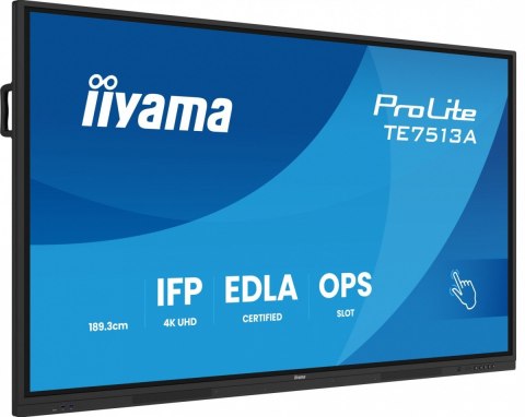 Monitor 75 cali TE7513A-B1AG INFRARED, 40pkt, IPS, 4K, 7H, 450cd/m2, WiFi, USB, ANDROID 14, Google EDLA, 2x20W, uchwyt ścienny Monitor 75 cali TE7513A-B1AG INFRARED, 40pkt, IPS, 4K, 7H, 450cd/m2, WiFi, USB, ANDROID 14, Google EDLA, 2x20W, uchwyt ścienny