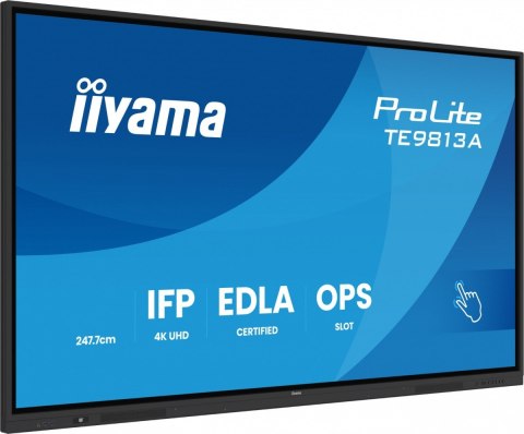 Monitor 98 cali TE9813A-B1AG INFRARED,40pkt,IPS,4K,7H,450cd/m2, WiFi,USB, ANDROID 14, Google EDLA,2x20W, UCHWYT CIENNY