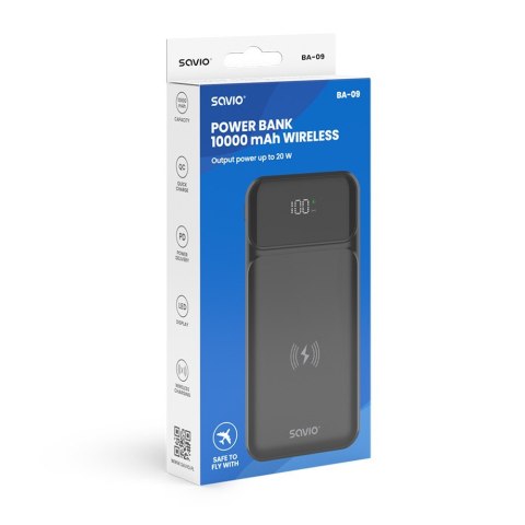 Powerbank bezprzewodowy 10000 mAh, BA-09 Powerbank bezprzewodowy 10000 mAh, BA-09