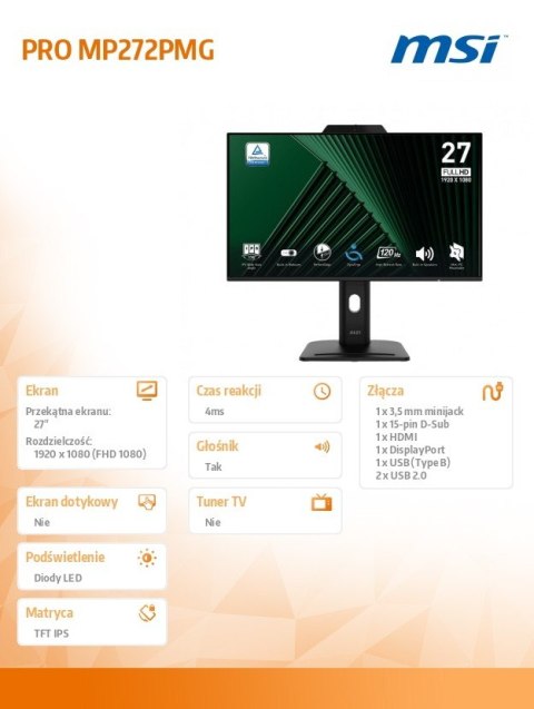 Monitor 27 cali PRO MP272PMG LED/FHD/Flat/120Hz/czarny