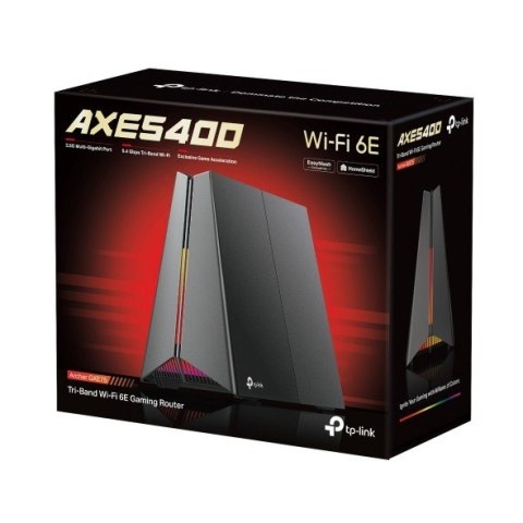 Router AXE5400 Tri-Ban Wi-Fi 6E Gaming Router SPEED: 574 Mbps at 2.4 GHz + 2402 Mbps at 5 GHz + 2402 Mbps at 6 GHz SPEC