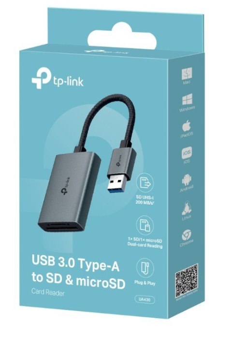 Adapter USB Type-A to SD & microSD 3.0 SPEC: 1 × USB-A Connector,1 × SD + 1 × microSD(TF) up to 200MBps Port 