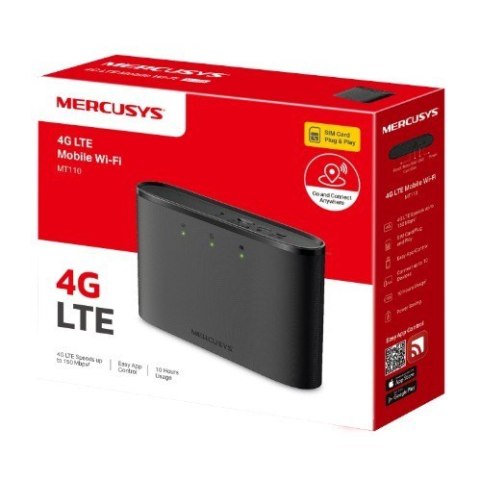Hotspot przenośny Mercusys 4G LTE 150Mbps 4G LTE Mobile Wi-Fi Build-In 150Mbps 4G LTE Mode SPEED: 150 Mbps at 2.4 GHz, 4G Cat4 1 Hotspot przenośny Mercusys 4G LTE 150Mbps 4G LTE Mobile Wi-Fi Build-In 150Mbps 4G LTE Mode SPEED: 150 Mbps at 2.4 GHz, 4G Cat4 1
