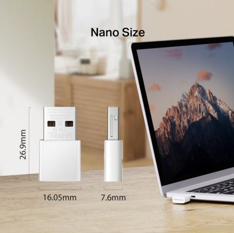 Karta sieciowa Mercusys AC1300 Nano Wireless Dual Band USB Adapter SPEED: 400 Mbps at 2.4 GHz + 867 Mbps at 5 GHz Karta sieciowa Mercusys AC1300 Nano Wireless Dual Band USB Adapter SPEED: 400 Mbps at 2.4 GHz + 867 Mbps at 5 GHz