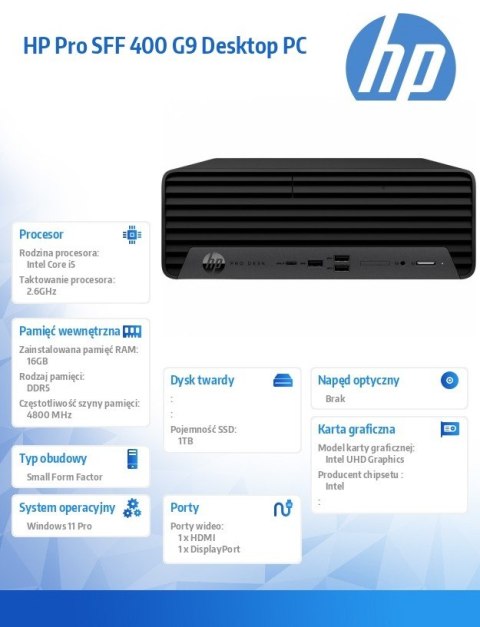 Komputer 400 SFF G9 i5-14500 1TB/16GB/W11P 9H7N4ET