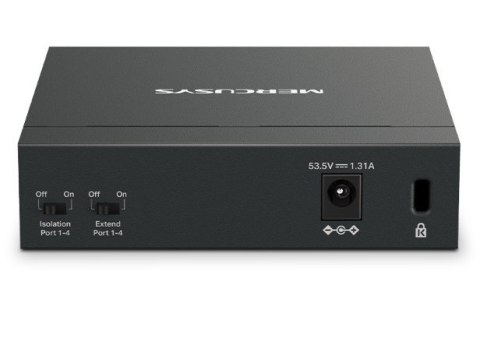Przełącznik Mercusys 5-Port Gigabit Desktop Switch with 4-Port PoE+ PORT: 4× Gigabit PoE+ Ports, 1× Gigabit Non-PoE Por