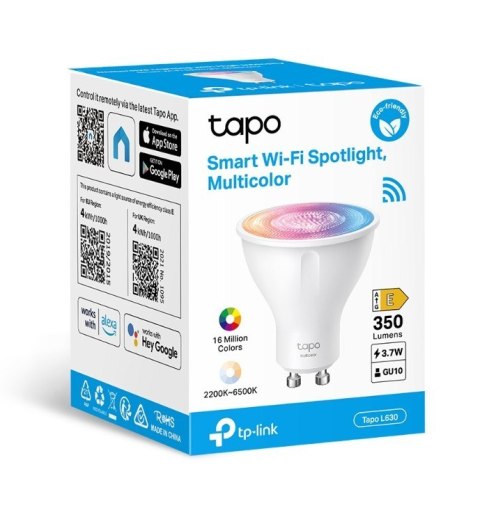 Żarówka punktowa wielokolorowa Smart Wi-Fi SPEC: 2.4 GHz, IEEE 802.11b/g/n, GU10 Base, 220-240 V, 50/60 Hz, 350 lm, 3.7 W, 2200-