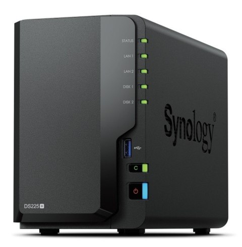 Serwer NAS DS225+ 2x0HDD J4125 2GB DDR4 1xGbE 1x2,5GbE 3Y Serwer NAS DS225+ 2x0HDD J4125 2GB DDR4 1xGbE 1x2,5GbE 3Y