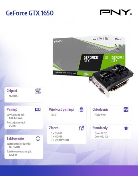 Karta graficzna GeForce GTX 1650 4GB GDDR6 Dual Fan Karta graficzna GeForce GTX 1650 4GB GDDR6 Dual Fan