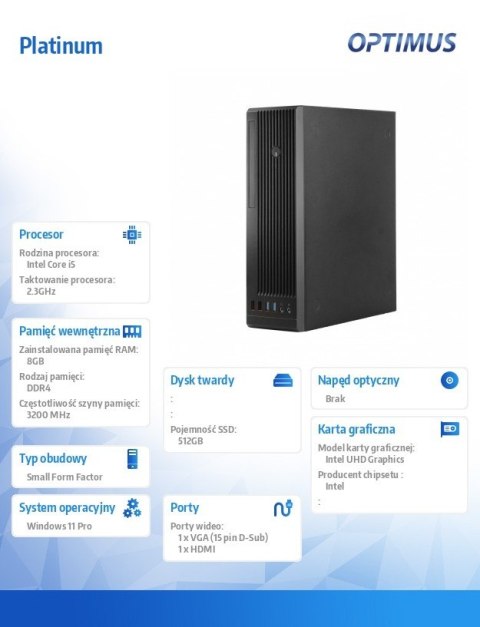 Komputer Platinum MH610S6 i5-12400/8GB/512GB/W11PRO Komputer Platinum MH610S6 i5-12400/8GB/512GB/W11PRO