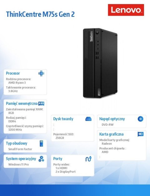 Komputer ThinkCentre M75s G2 SFF 11JB0038PB W11Pro 4350G/8GB/256GB/INT/DVD/3YRS OS