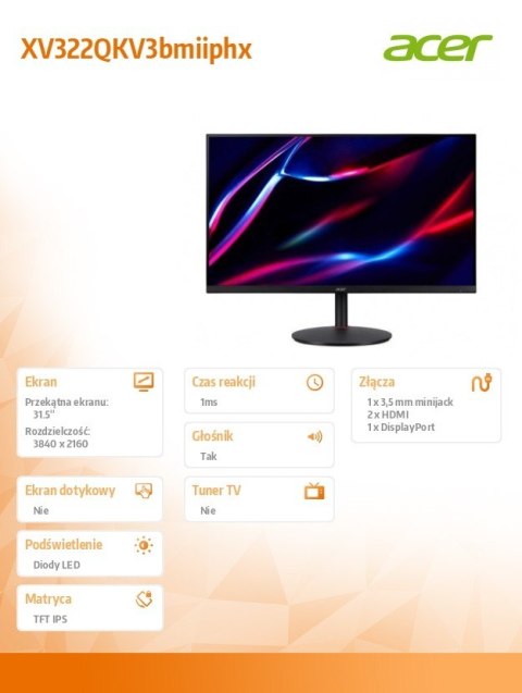 Monitor 32 cale XV322QKV3bmiiphx Monitor 32 cale XV322QKV3bmiiphx