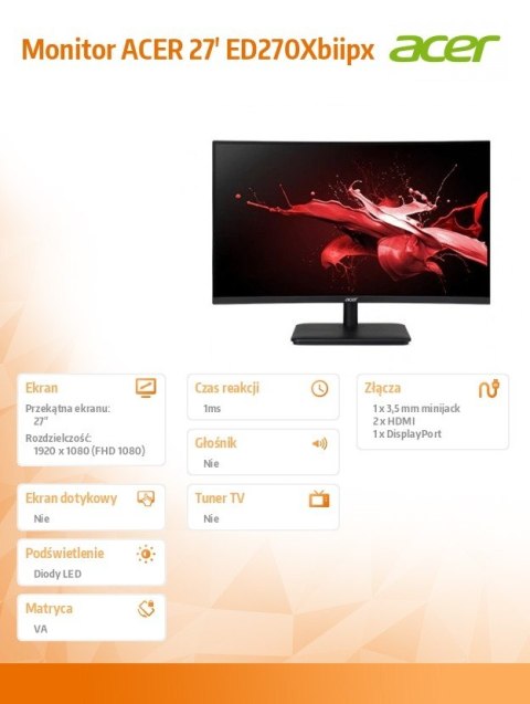 Monitor ACER 27' ED270Xbiipx Monitor ACER 27' ED270Xbiipx