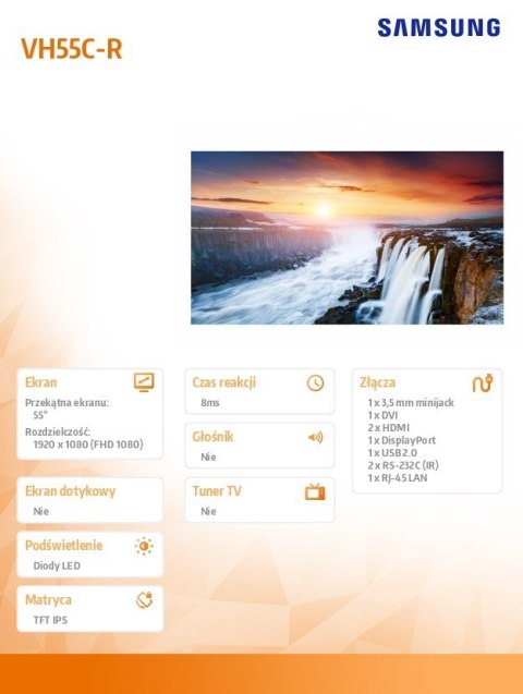 Monitor profesjonalny VH55C-R 55 cali Video Wall Matowy 24h/7 700(cd/m2) 1920x1080 (FHD) Ramka: 0.44mm(even) 3 lata On-Site (LH5 Monitor profesjonalny VH55C-R 55 cali Video Wall Matowy 24h/7 700(cd/m2) 1920x1080 (FHD) Ramka: 0.44mm(even) 3 lata On-Site (LH5