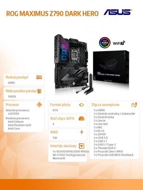 Płyta główna ROG MAXIMUS Z790 DARK HERO s1700 4DDR5 ATX