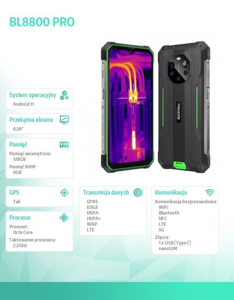 Smartfon BL8800 PRO 8/128GB 8380 mAh DualSIM zielony Smartfon BL8800 PRO 8/128GB 8380 mAh DualSIM zielony