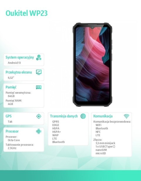 Smartfon WP23 4/64GB 10600 mAh DualSIM pomarańczowy Smartfon WP23 4/64GB 10600 mAh DualSIM pomarańczowy