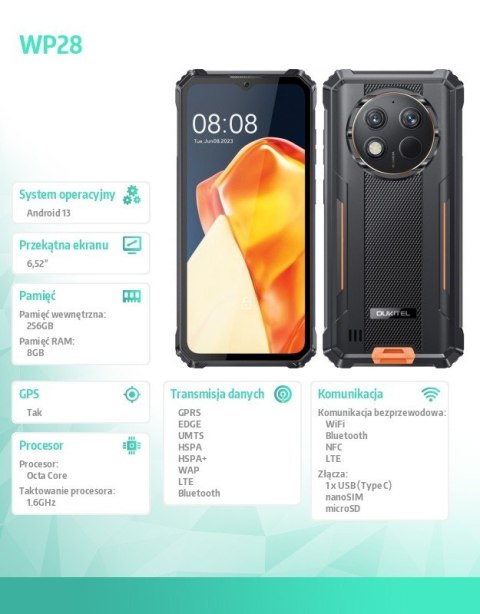 Smartfon WP28 8/256GB 106000 mAh DualSIM pomarańczowy