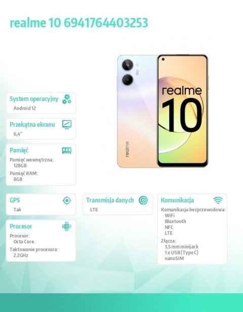 Smartfon realme 10 128GB 8GB Clash White RMX3630