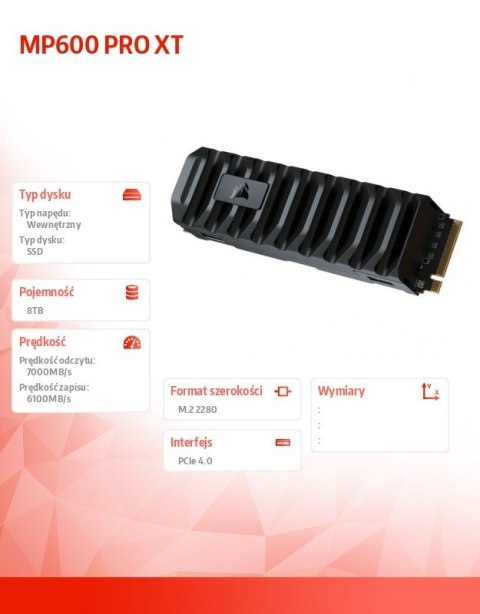 Dysk SSD 8TB MP600 PRO XT 7000/6100MB/s M.2 Gen4 PCIe x4 NVMe 1.4