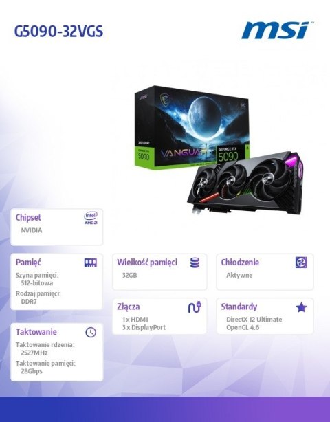 Karta graficzna GeForce RTX 5090 32G VANGUARD SOC Karta graficzna GeForce RTX 5090 32G VANGUARD SOC