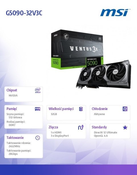Karta graficzna GeForce RTX 5090 32G VENTUS 3X OC