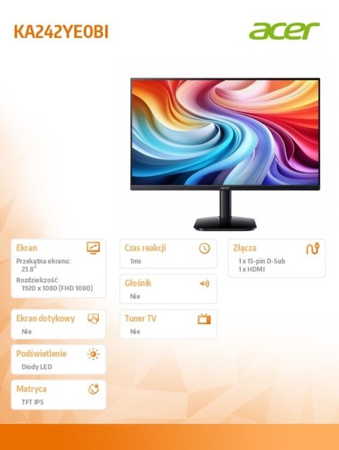 Monitor 24 cale KA242YE0BI IPS 100HZ ZEROFRAM Monitor 24 cale KA242YE0BI IPS 100HZ ZEROFRAM
