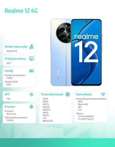 Smarfton 12 4G 512GB 8GB Skyline Blue RMX3871